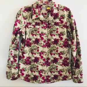 Cabelas Green & Burgundy Floral Flannel shirt